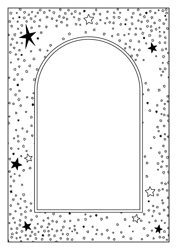 【印刷用高解像度】総柄フレームセットvol.2 十二星座/月/天の川/ボーダー