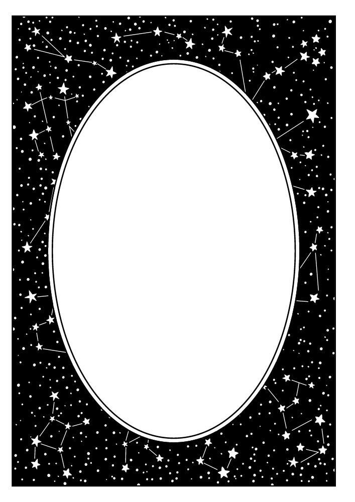 【印刷用高解像度】総柄フレームセットvol.2 十二星座/月/天の川/ボーダー