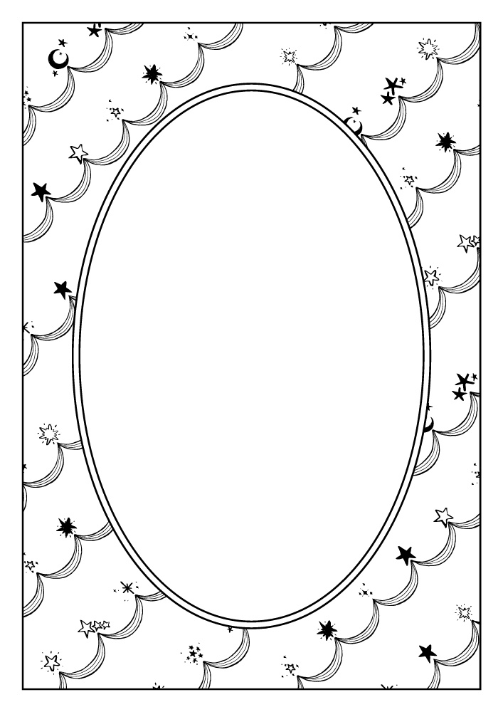 【印刷用高解像度】総柄フレームセットvol.2 十二星座/月/天の川/ボーダー