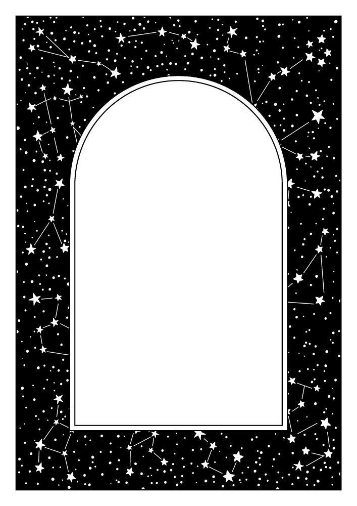 【印刷用高解像度】総柄フレームセットvol.2 十二星座/月/天の川/ボーダー
