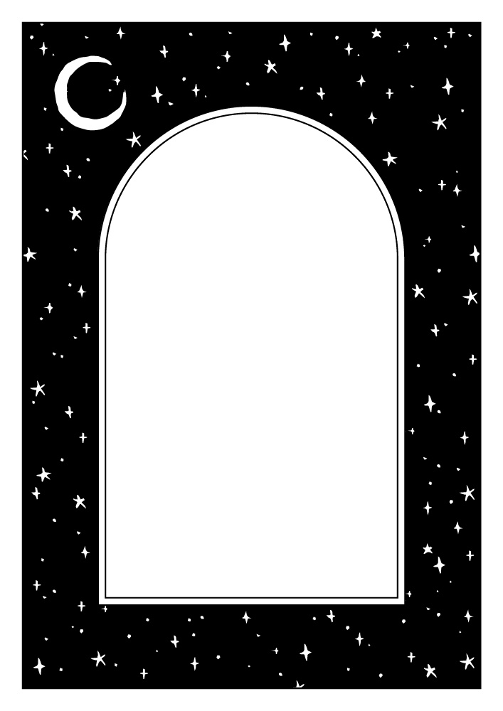 【印刷用高解像度】総柄フレームセットvol.2 十二星座/月/天の川/ボーダー