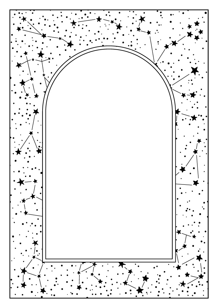 【印刷用高解像度】総柄フレームセットvol.2 十二星座/月/天の川/ボーダー