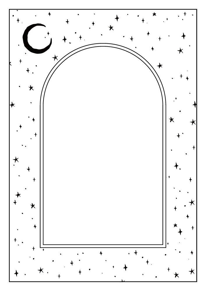 【印刷用高解像度】総柄フレームセットvol.2 十二星座/月/天の川/ボーダー