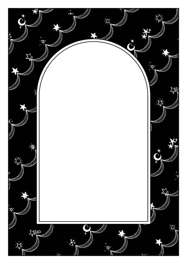 【印刷用高解像度】総柄フレームセットvol.2 十二星座/月/天の川/ボーダー