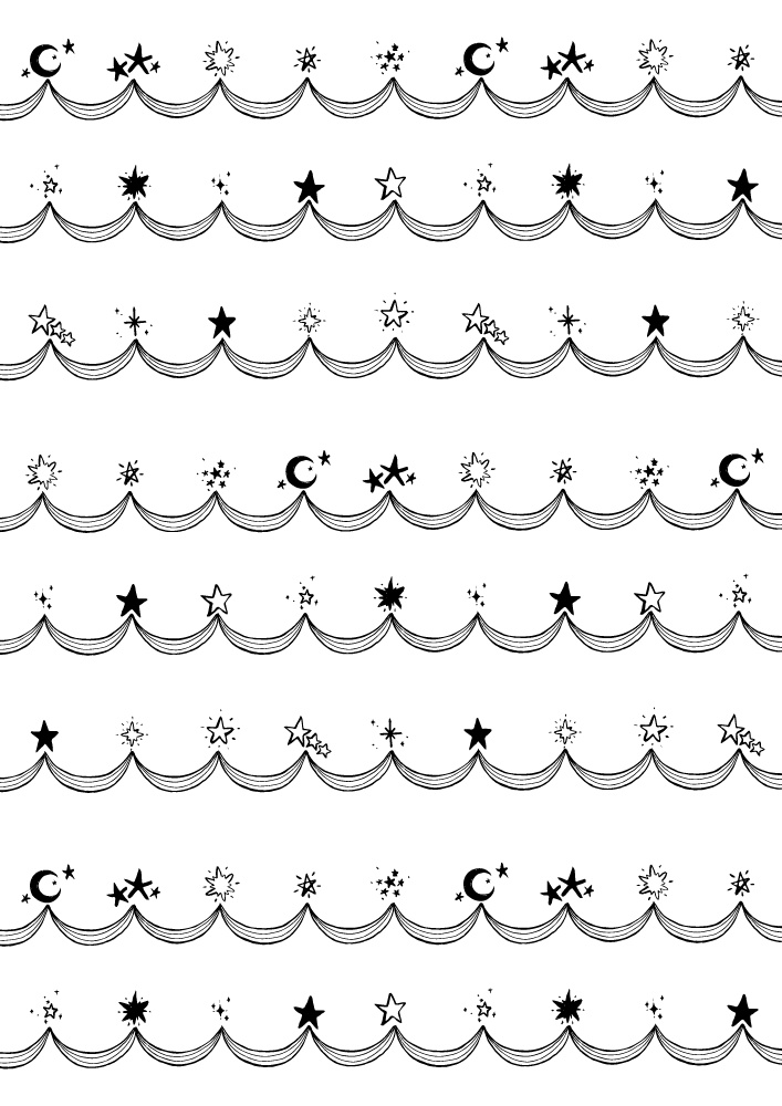 【印刷用高解像度】総柄フレームセットvol.2 十二星座/月/天の川/ボーダー