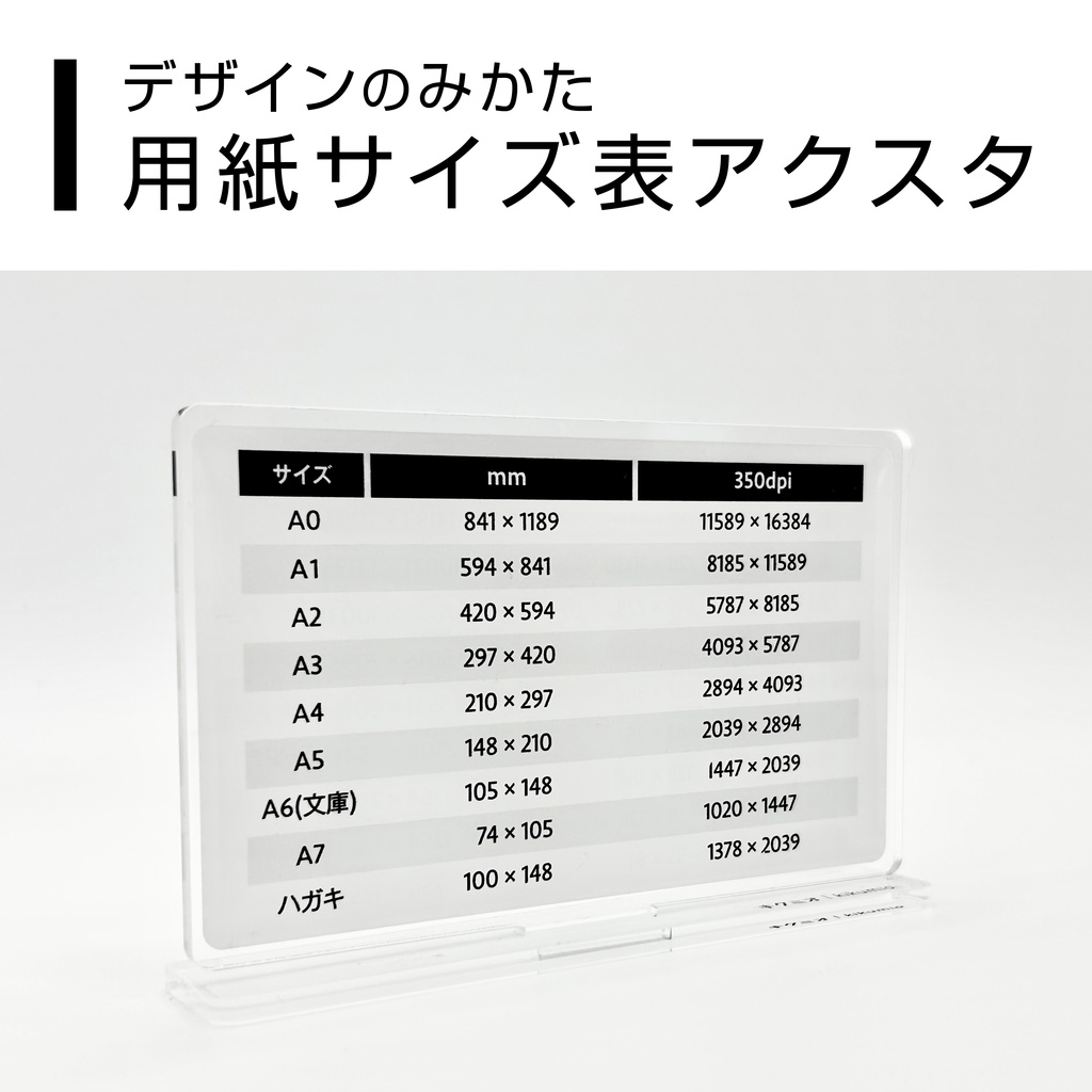 【デザインのみかた】用紙サイズ表アクスタ