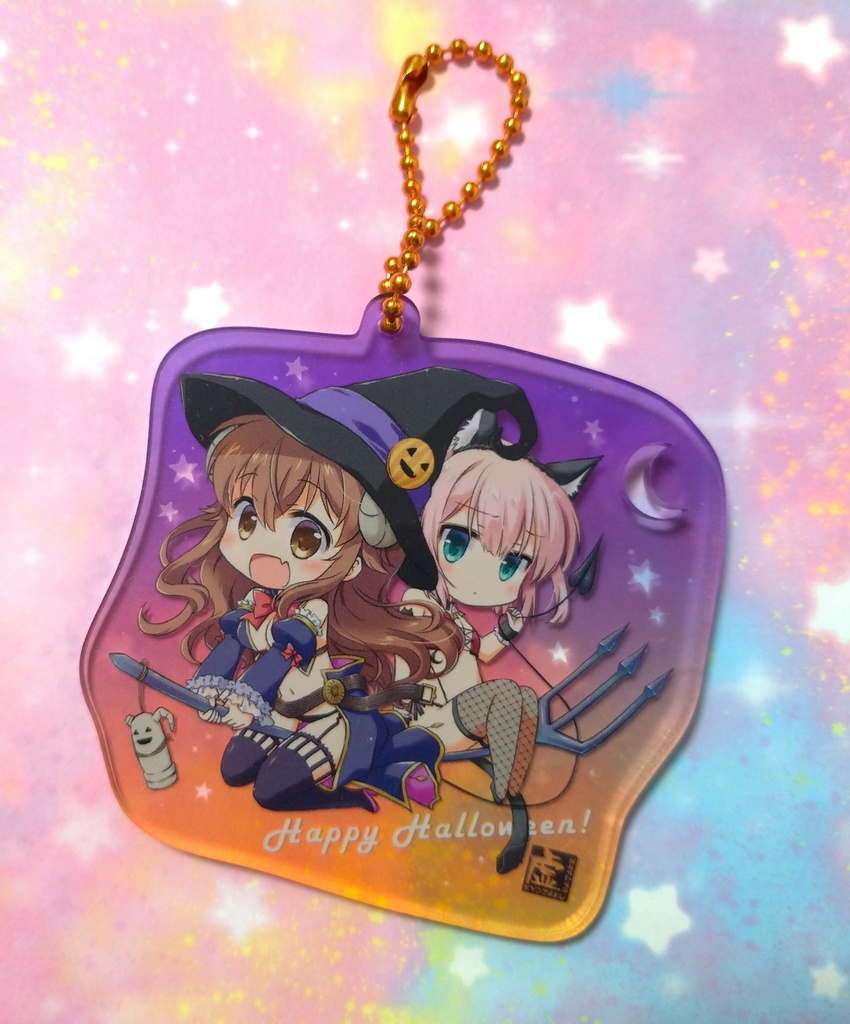 ハロウィンシャミ桃アクリルキーホルダー