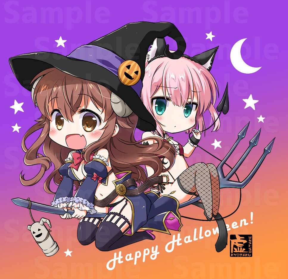 ハロウィンシャミ桃アクリルキーホルダー