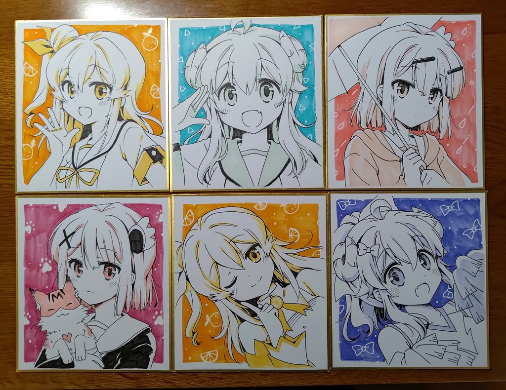 ミニ手描きイラスト 苦い 6＋1枚セット