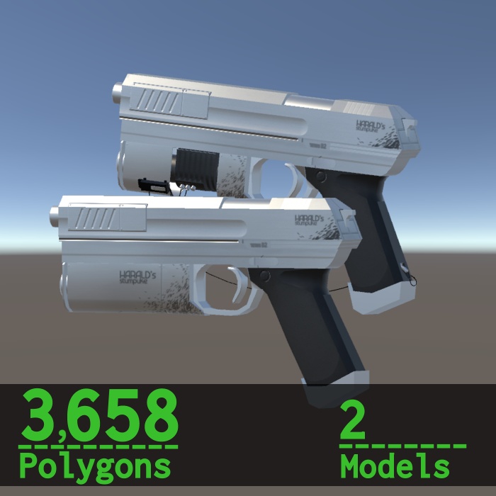 【VRC想定】オリジナル武器ハンドガン「TETHYS-B2」二種 vket3展示品