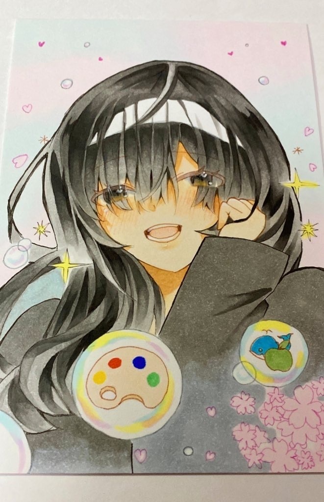 「わたし」 原画 イラスト はがきサイズ