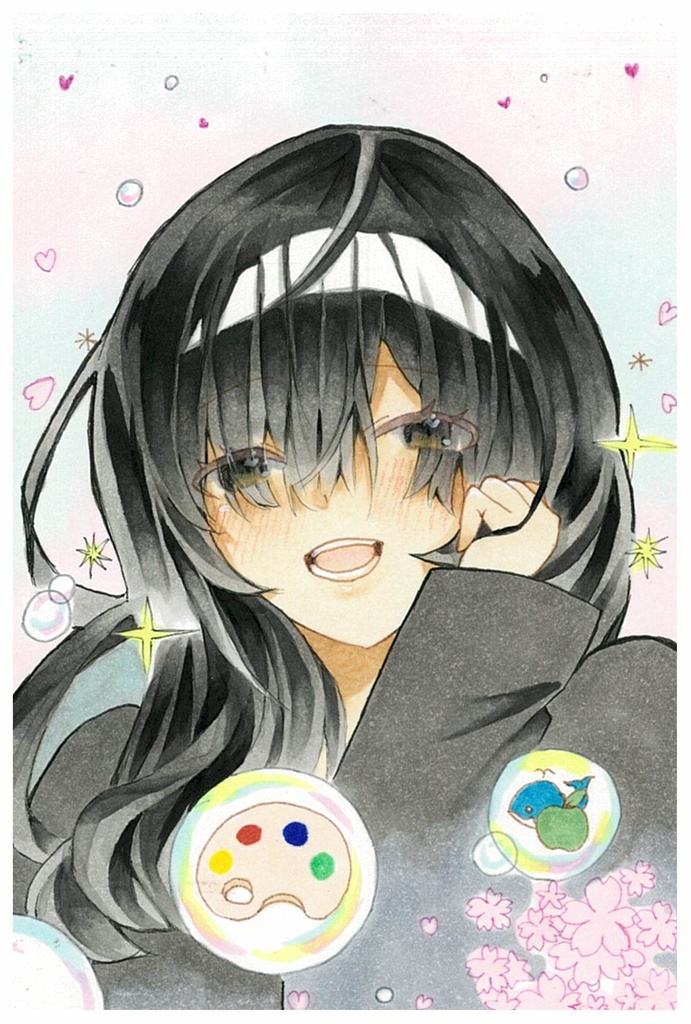 「わたし」 原画 イラスト はがきサイズ