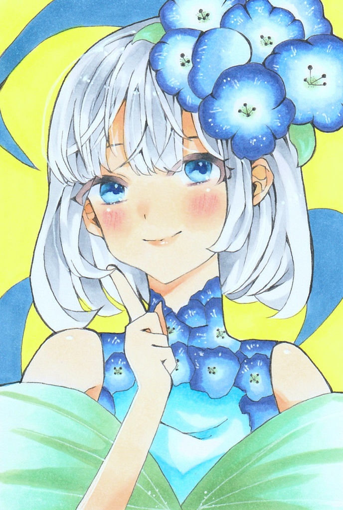 【一点物】「夜空のようなネモフィラ」 原画 イラスト コピック