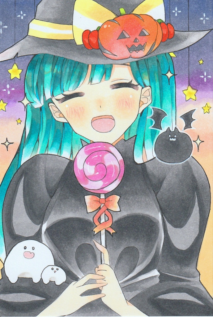 【一点物】「ハッピーハロウィン」 原画 イラスト コピック