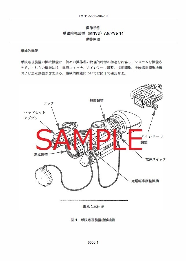 単眼暗視装置(MNVD)AN/PVS-14操作手引