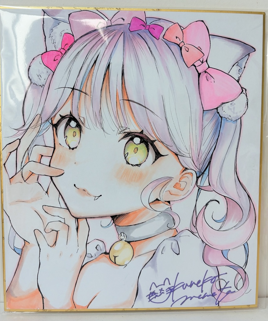 直筆色紙｢リボン猫ちゃん｣