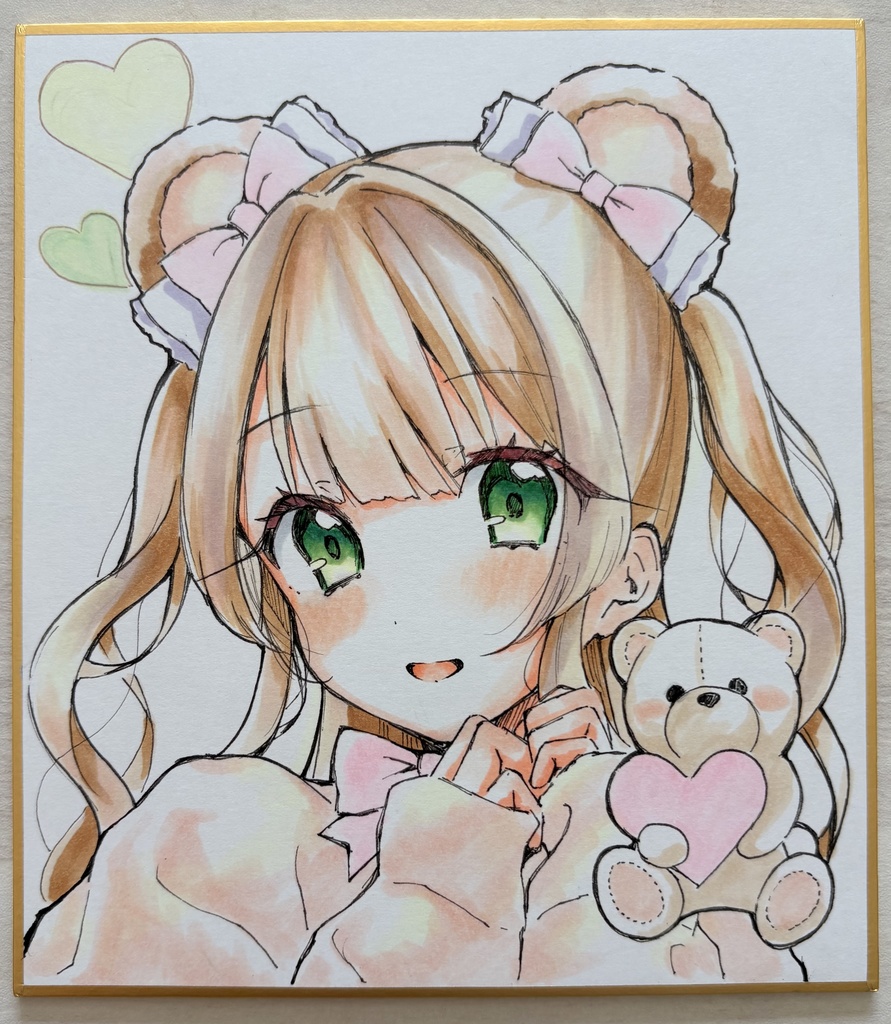 直筆色紙S 「くまちゃんひめか」