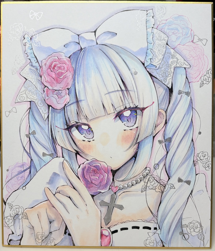 直筆色紙M「 White Rose 」