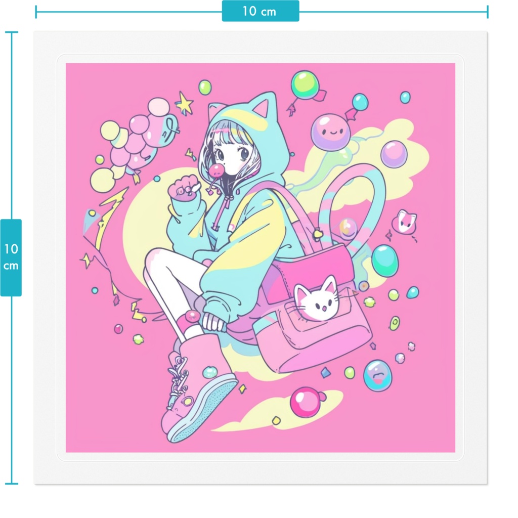 バブル POP Girl ステッカー ❤️💛💚💙💜