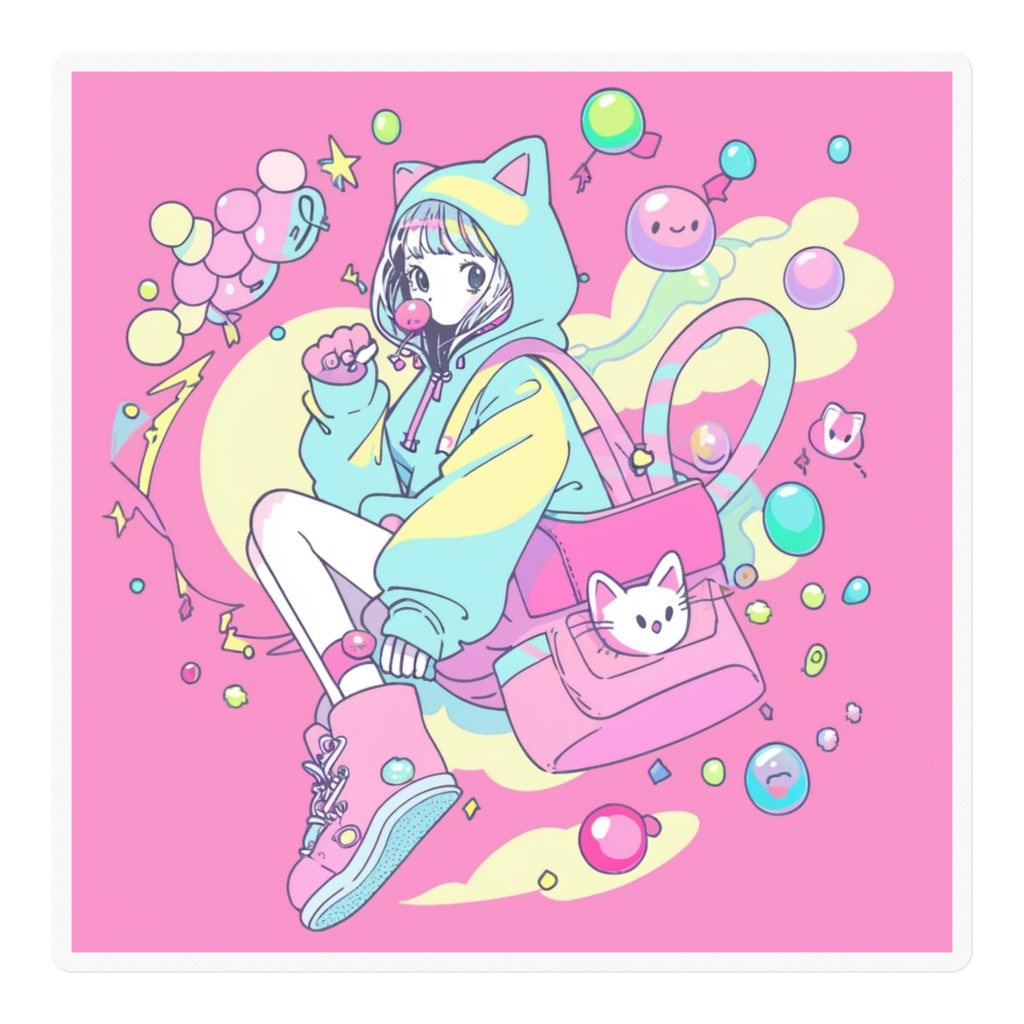 バブル POP Girl ステッカー ❤️💛💚💙💜