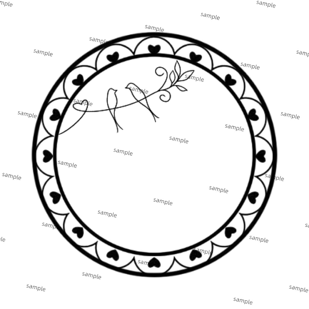 小鳥とハートのリースフレーム