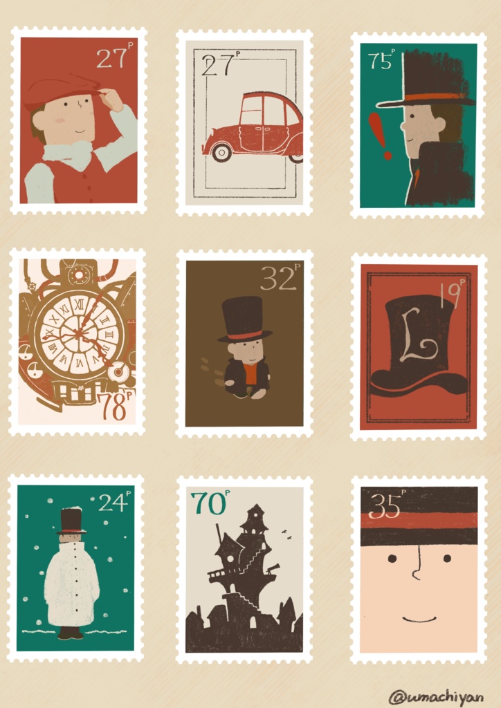 レイトン教授 切手風シール