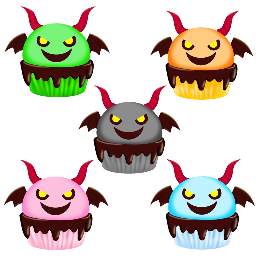 【有料版】ハロウィン素材・カップケーキ55種類