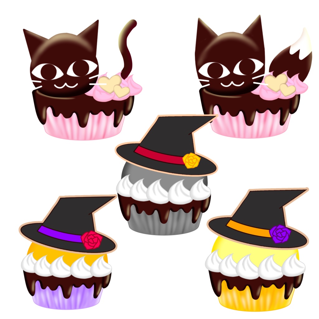 【有料版】ハロウィン素材・カップケーキ55種類