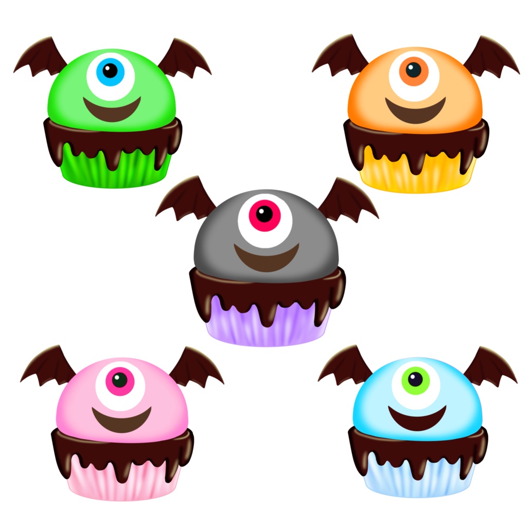 【有料版】ハロウィン素材・カップケーキ55種類