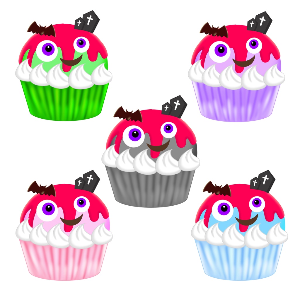 【有料版】ハロウィン素材・カップケーキ55種類