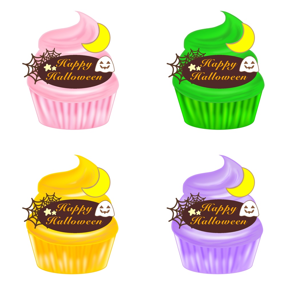 【有料版】ハロウィン素材・カップケーキ55種類