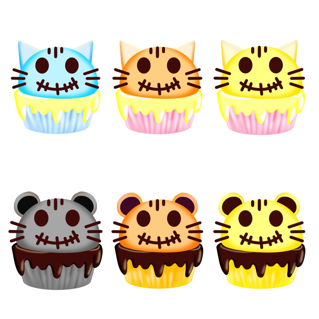 【有料版】ハロウィン素材・カップケーキ55種類