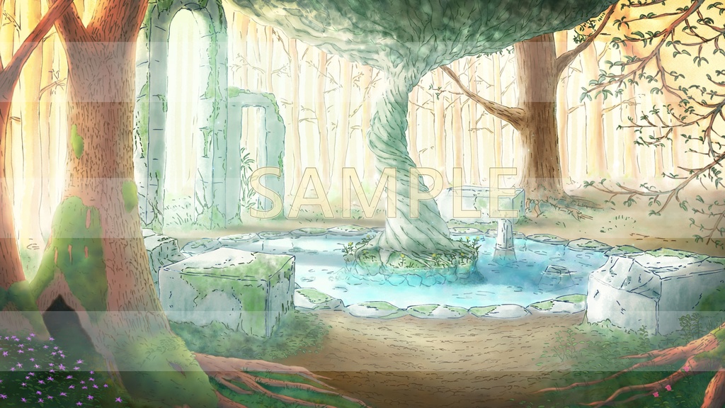 動画背景の素材_神秘的な森の背景イラスト