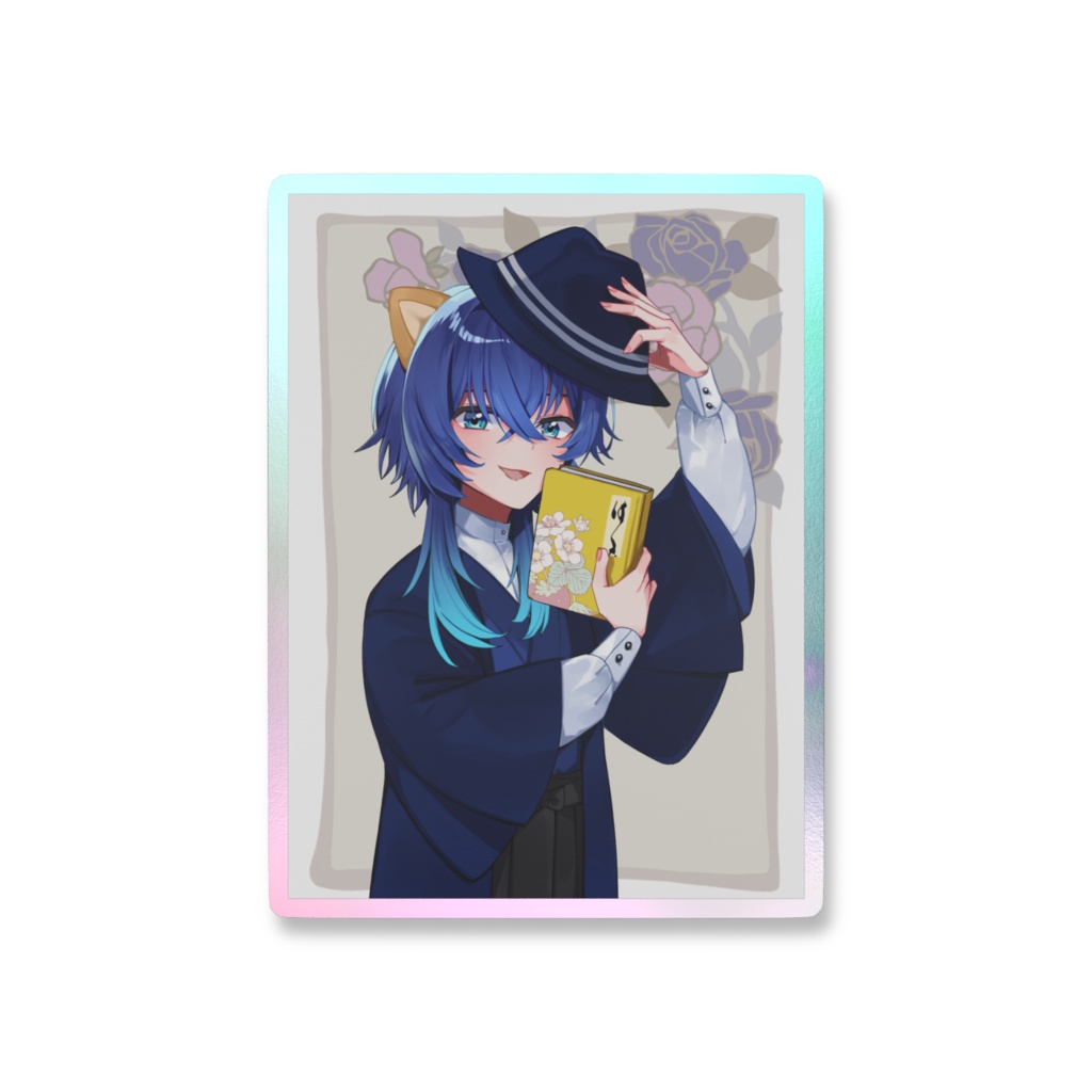書生姿の鹿島茜オーロラスマホステッカー
