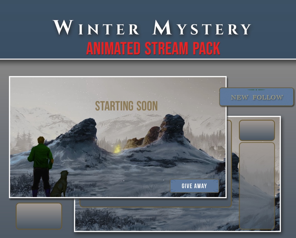 【配信オーバーレイ素材】Winter Mystery Stream Overlay Pack(5画面+アラート+パネル