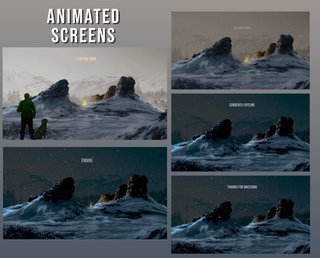 【配信オーバーレイ素材】Winter Mystery Stream Overlay Pack(5画面+アラート+パネル