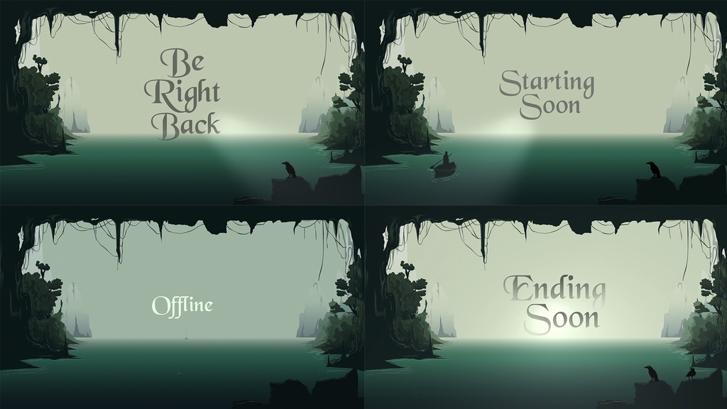 【動く配信画面セット】Mist Swamp Cave 4種ループ(Starting Soon / BRB / Ending Soon / Offline)