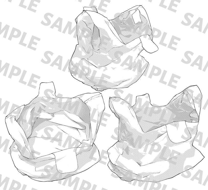 開いたビニール袋 3種