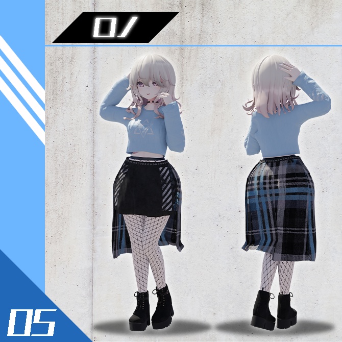 【5モデル対応】ショートトップスコーデ【幽狐・ルエナ・キッシュ・キッシュたわわ・スヴァルトリリヤちゃんなどFlastore素体対応】