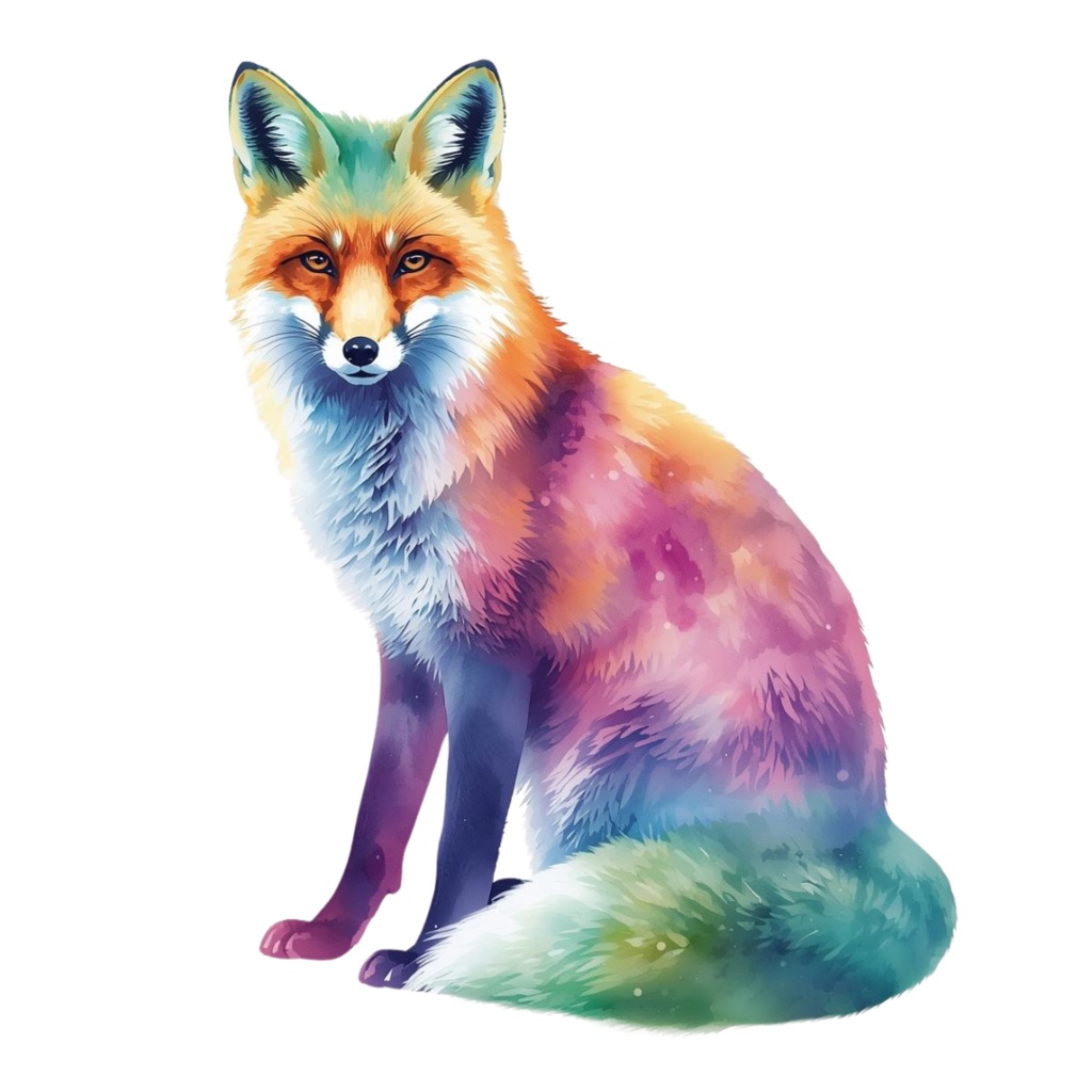 水彩画風オーロラアニマルクリップアート 12点セット(PNG透過)