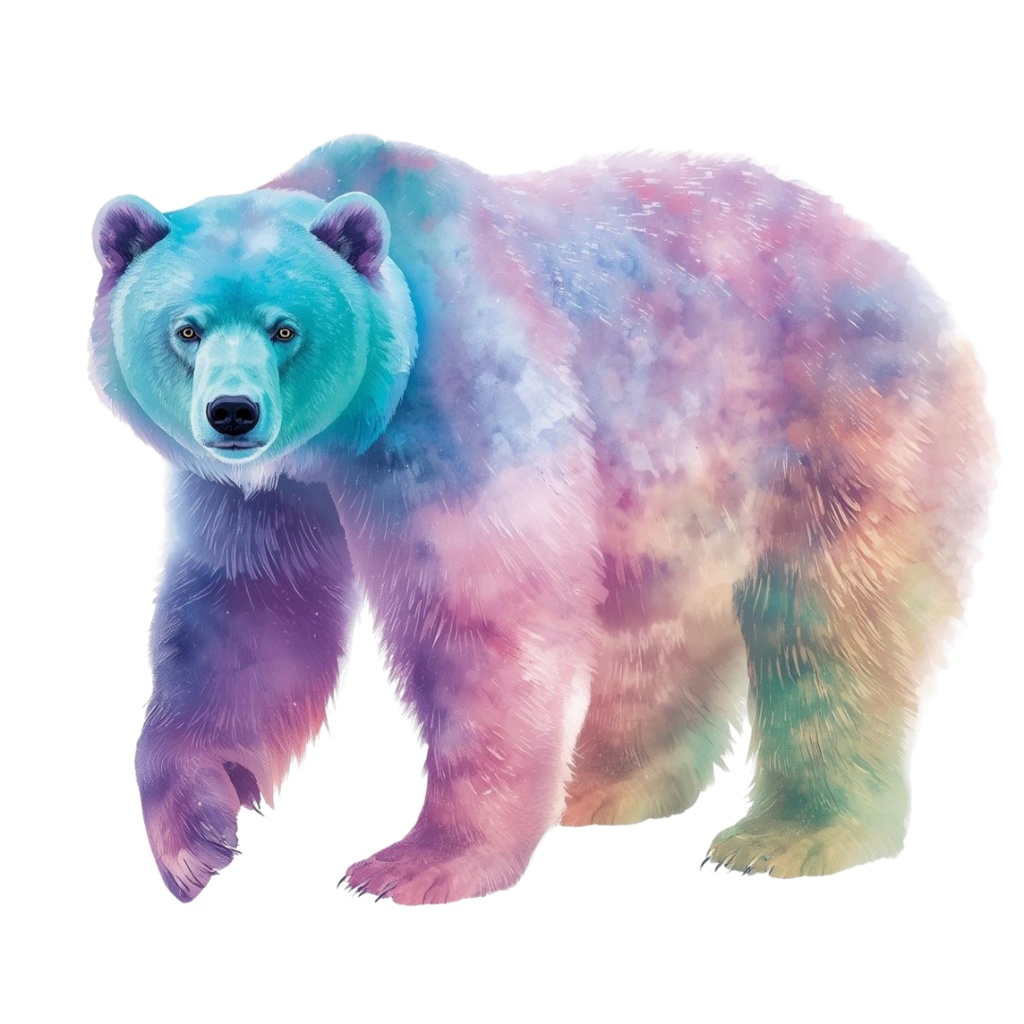 水彩画風オーロラアニマルクリップアート 12点セット(PNG透過)