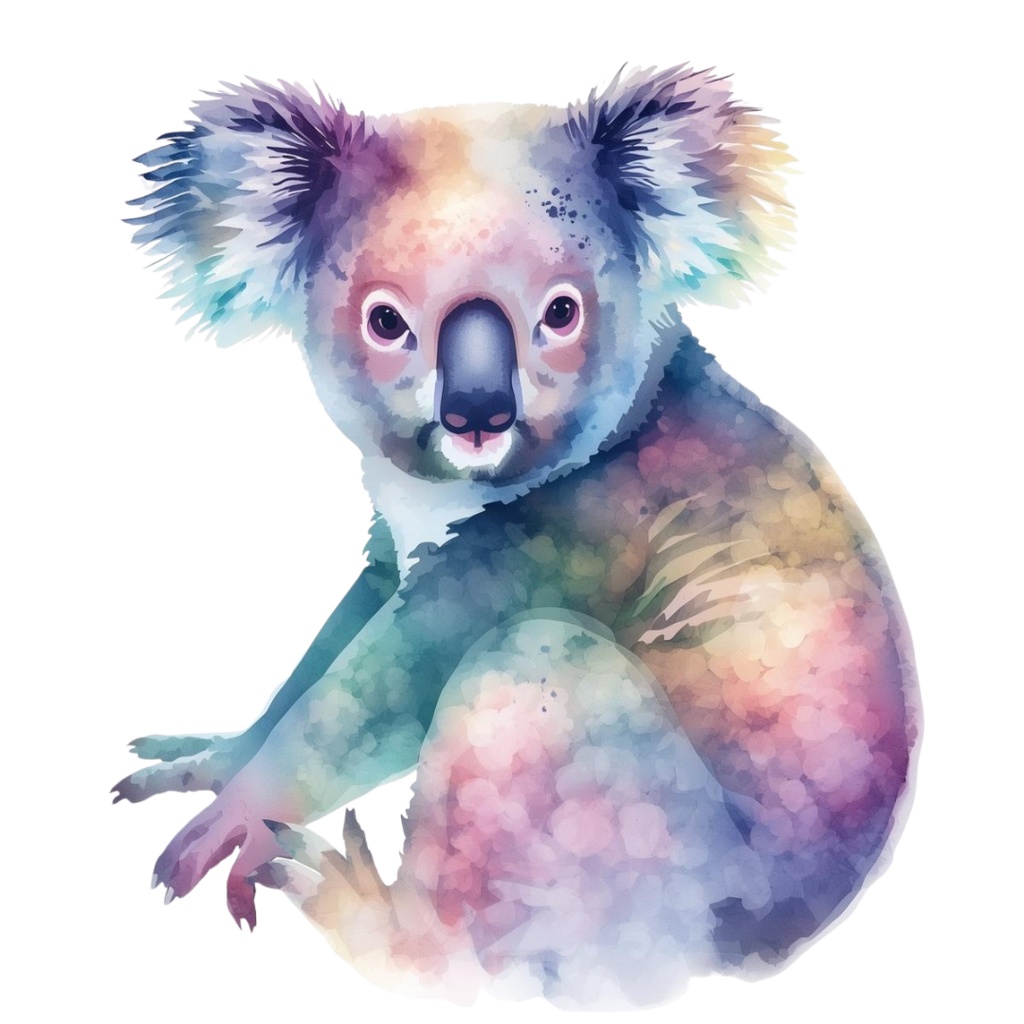 水彩画風オーロラアニマルクリップアート 12点セット(PNG透過)