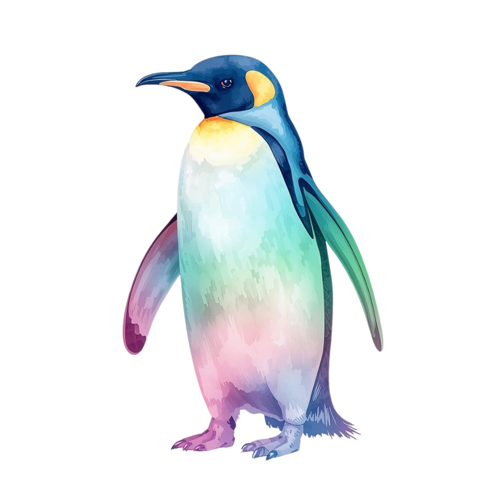 水彩画風オーロラアニマルクリップアート 12点セット(PNG透過)