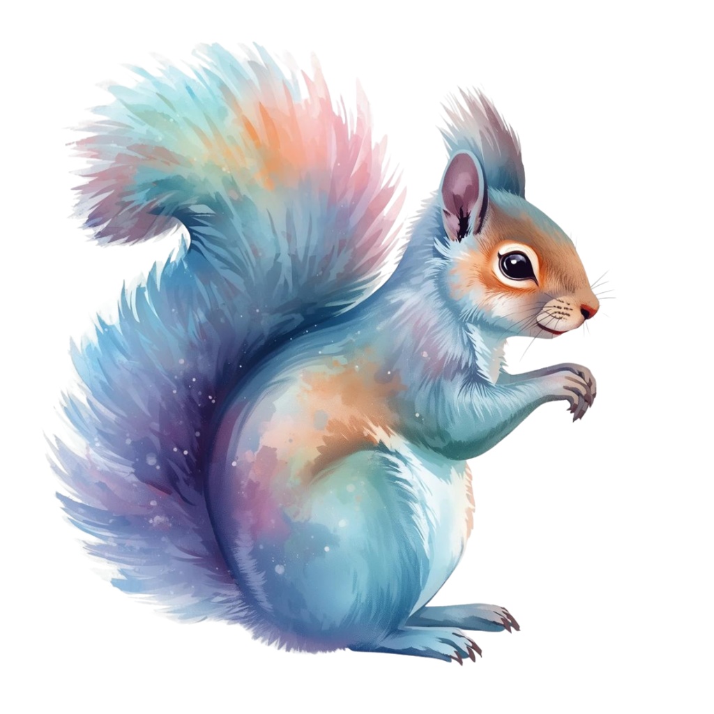 水彩画風オーロラアニマルクリップアート 12点セット(PNG透過)