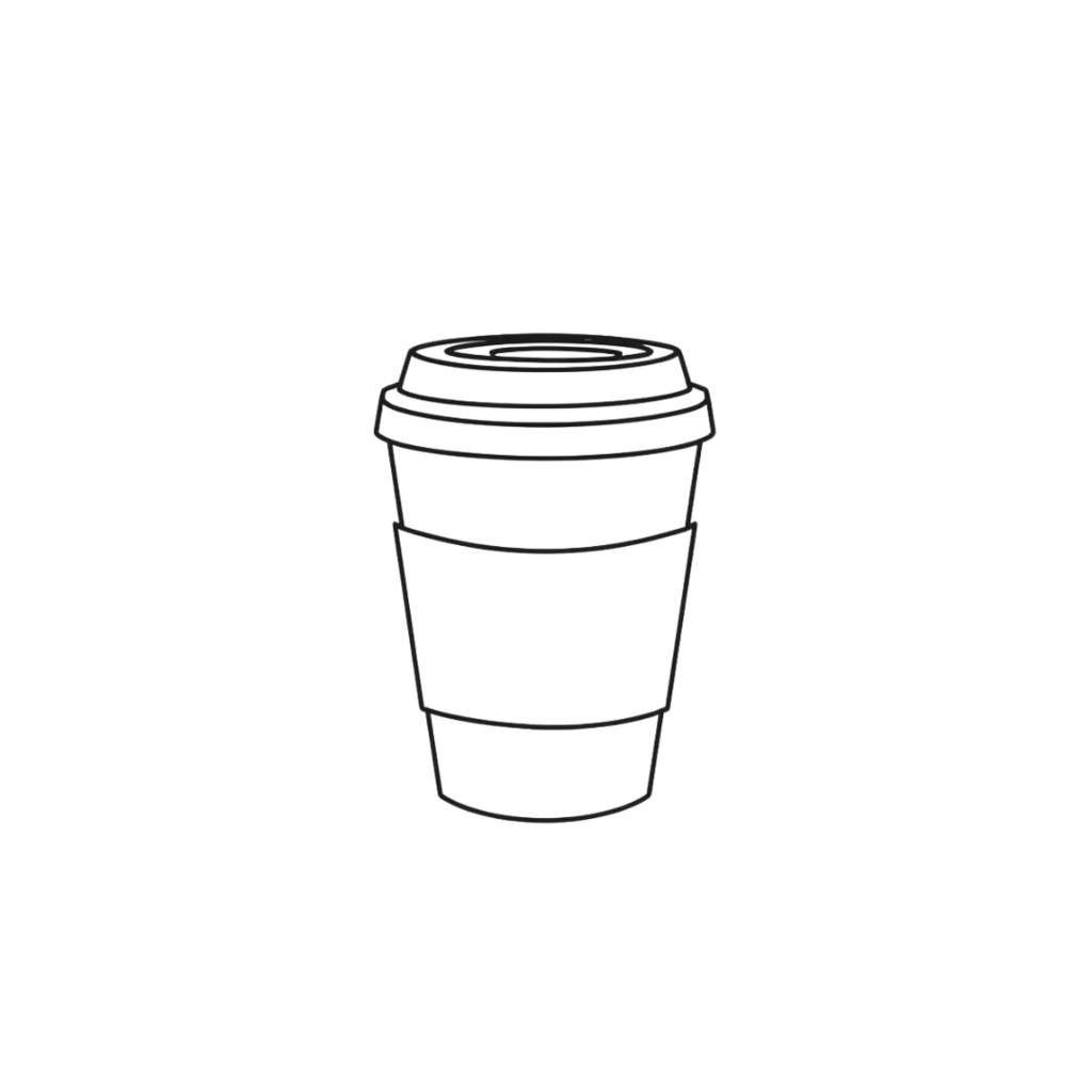 韓国風お洒落カフェ・線画モノクロクリップアート20点セット(PNG透過)