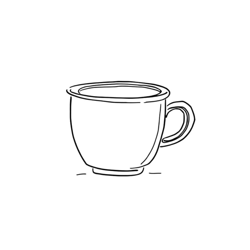 韓国風お洒落カフェ・線画モノクロクリップアート20点セット(PNG透過)