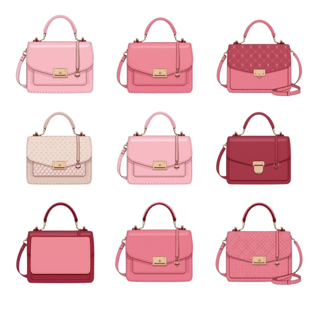 60年代風レトロピンクイラスト|クリップアート15点セット(PNG透過)