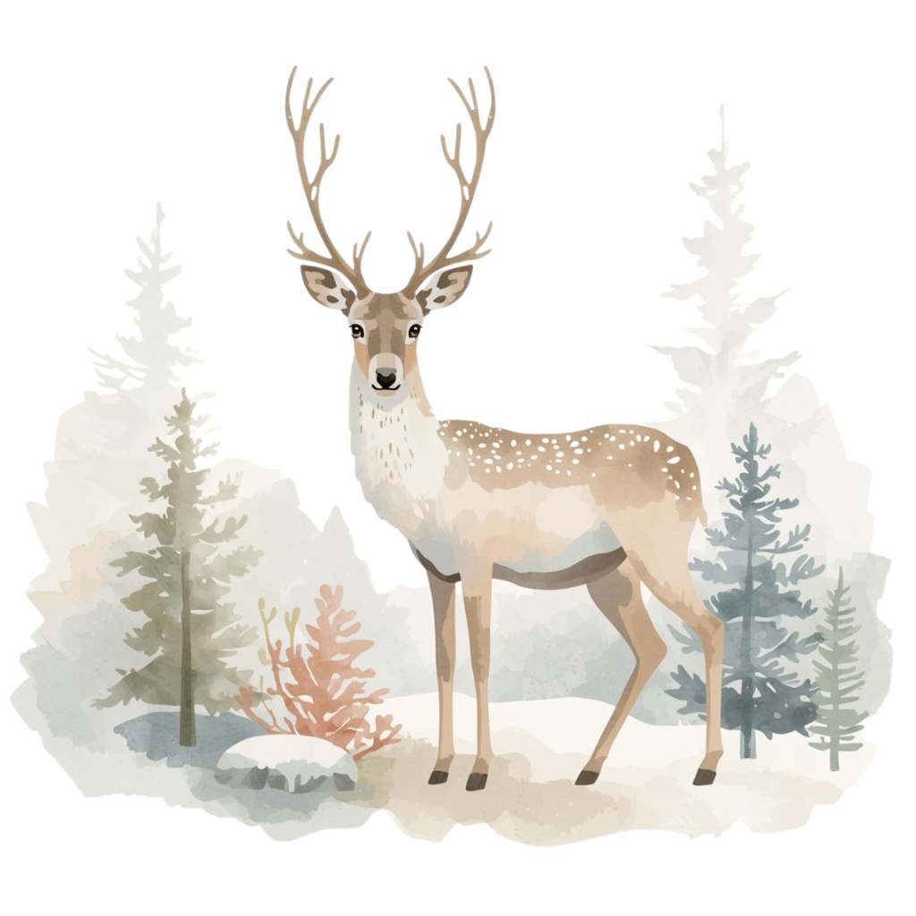 Nordic Bloom|北欧風 お洒落でかわいい水彩クリップアート(PNG透過)