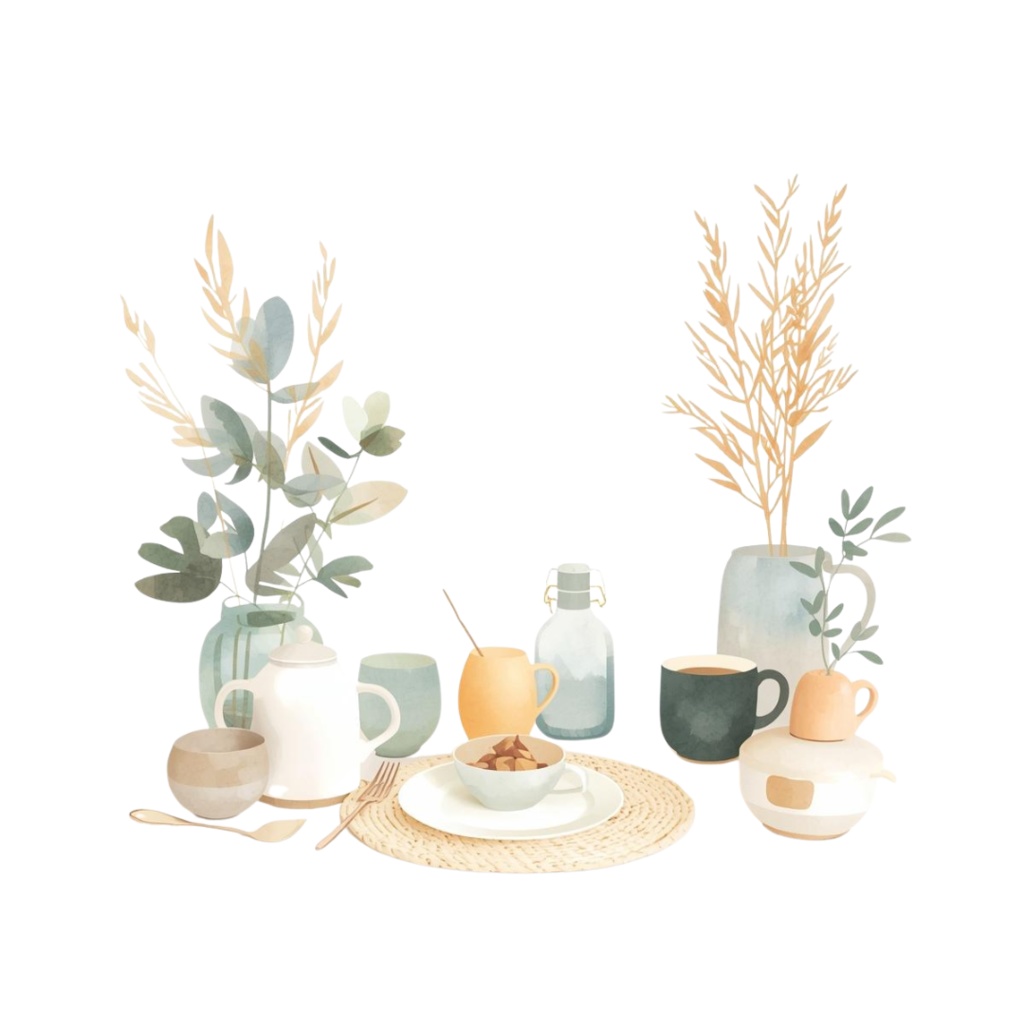 Nordic Bloom|北欧風 お洒落でかわいい水彩クリップアート(PNG透過)