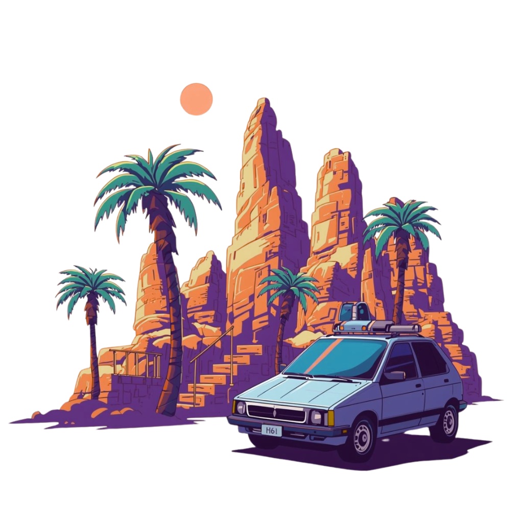 80年代風レトロアメリカン・カラフルクリップアート(PNG透過)